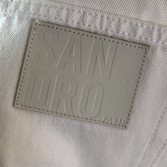 Sandro White Theater Frayed high-rise Step-hem Jeans bnwot - Picture 7 of 10